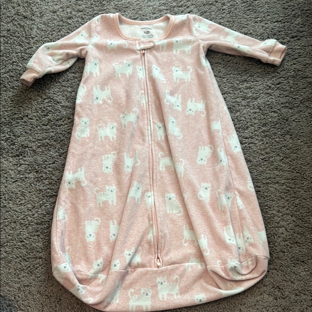 Carter's Pink and White Cats Long Sleeve Sleep Sacks